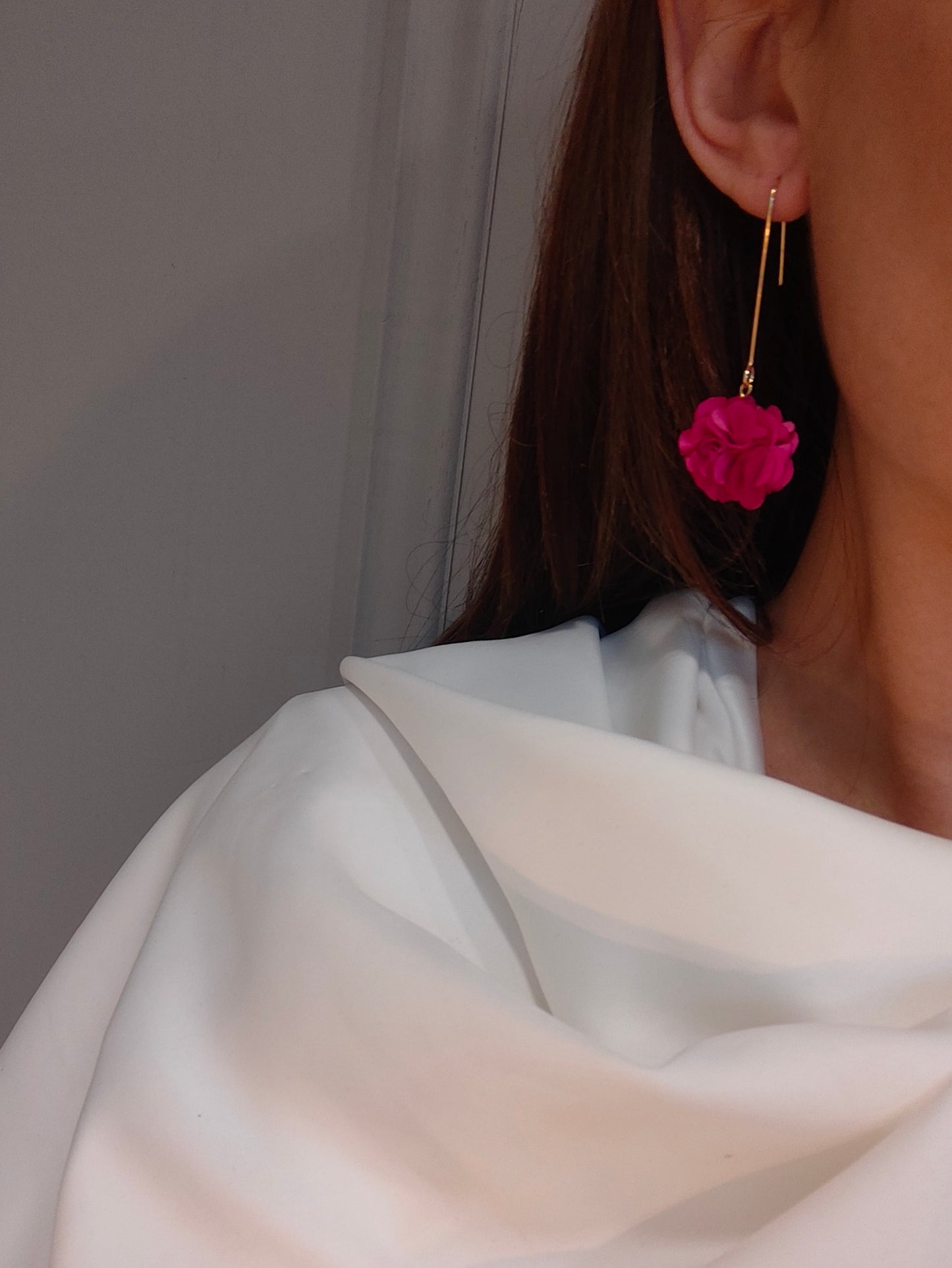 Georgia - Floral drop earrings - Hot Raspberry