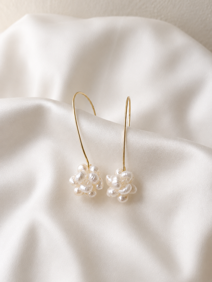 Paige  - Petite Cluster Pearl Drop Bridal Earrings