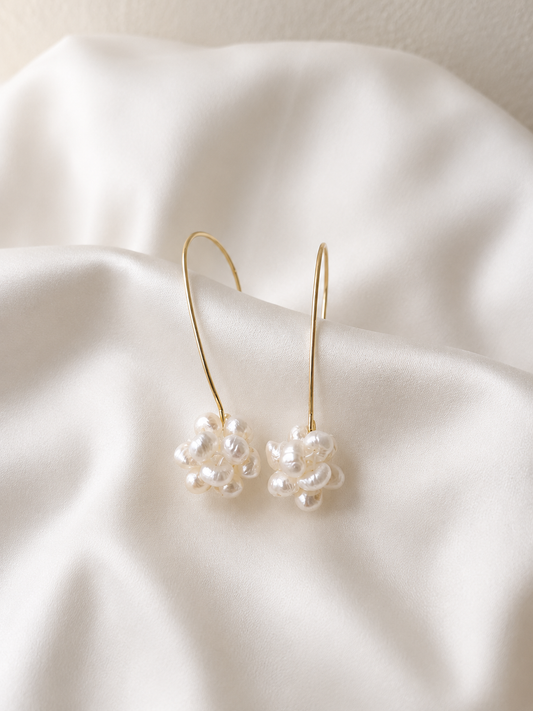 Paige  - Petite Cluster Pearl Drop Bridal Earrings