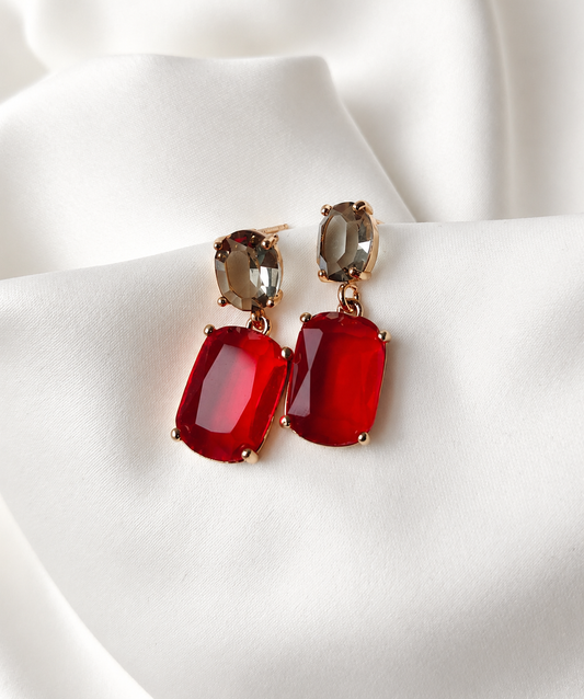 Regan Gem Earring - Steel / Ruby
