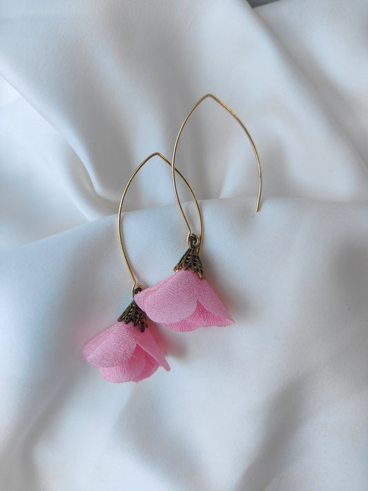 Jenni - Floral drop earrings - Rosey Pink