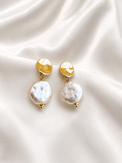 MOLLY - Statement Pearl & Gold Bridal Earrings (Copy)