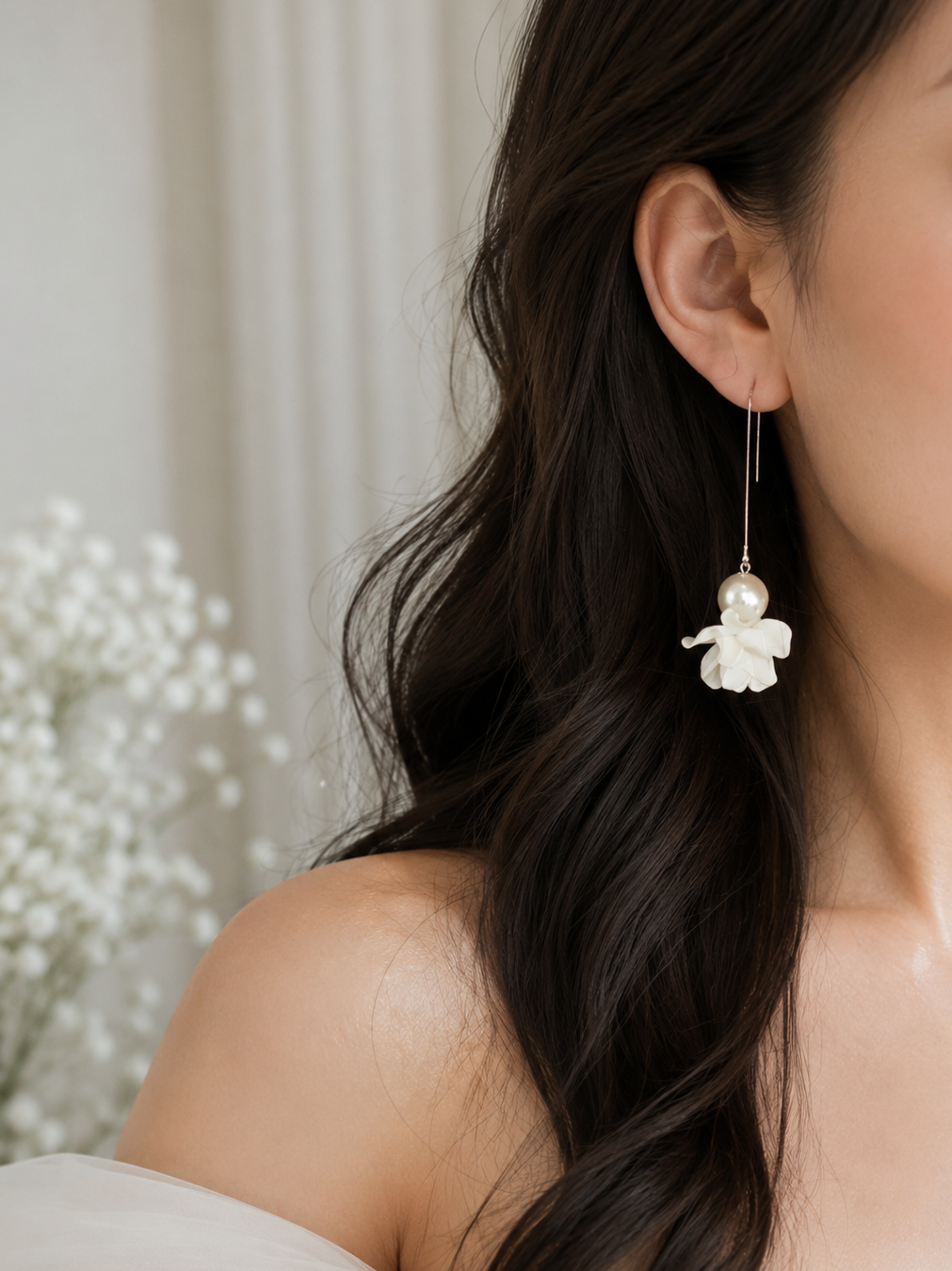 ALORA - Statement Pearl & Flower Bridal Earrings