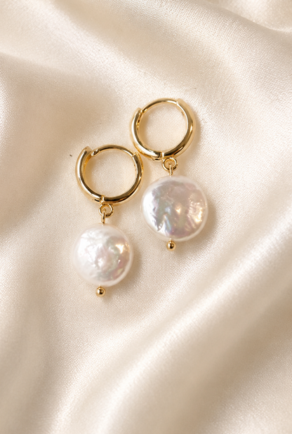 MIRA - Pearl Hoop Earrings