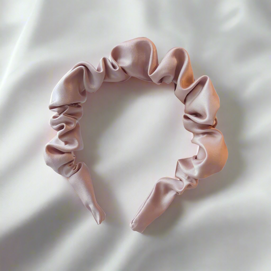 Petite Ruffle Headband  -  Blush Satin
