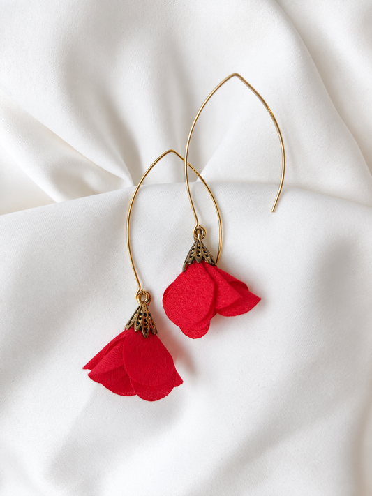 Jessie - Floral drop earrings - Red
