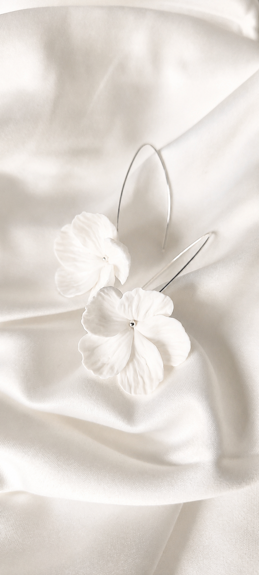 BLANCHE SILVER - Statement Floral Bridal Earrings