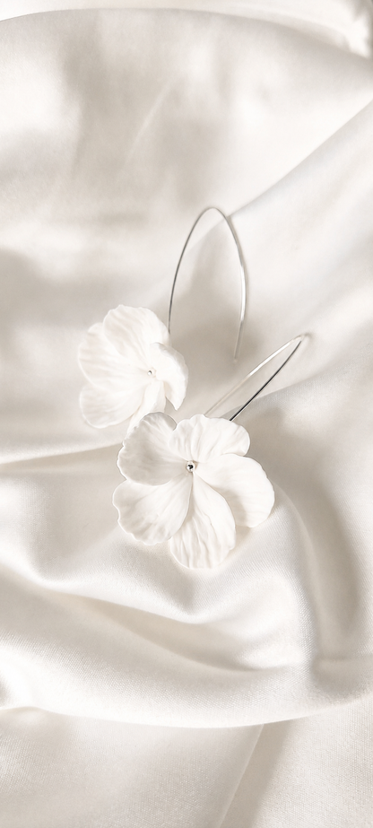 BLANCHE SILVER - Statement Floral Bridal Earrings