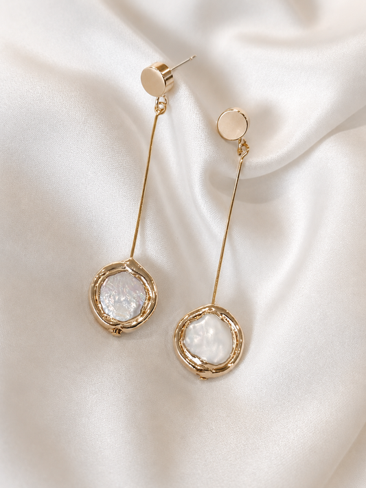 GLORIA - Pearl & Gold Drop Earrings