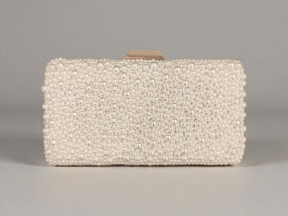Belinda Pearl Box Clutch  - Bridal Ivory - Gold Clasp