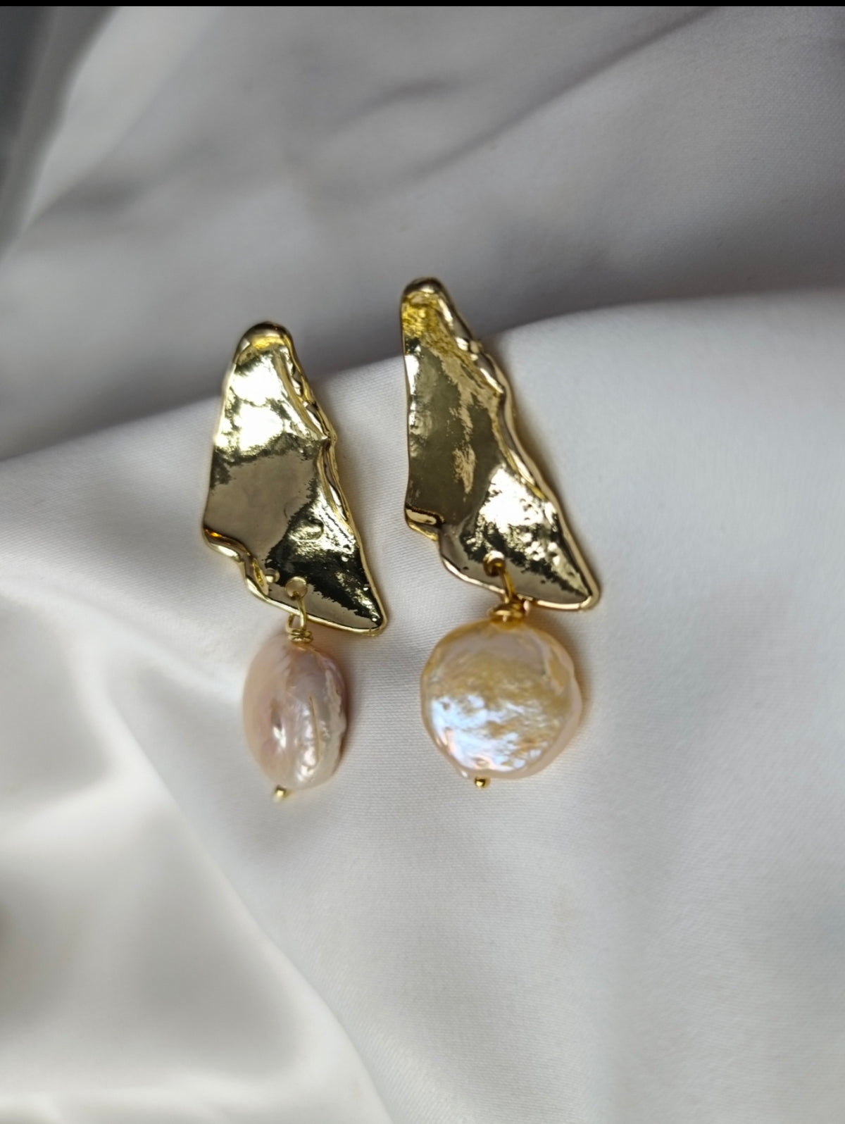 CARRIE- Gold & Blush Contemporary Earrings