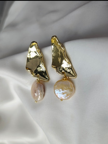 CARRIE- Gold & Blush Contemporary Earrings