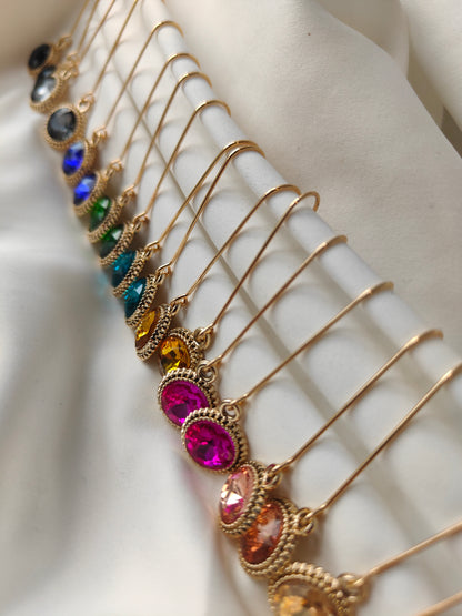 Connie - Crystal Gem Drop Earrings - Gold / Royal Blue