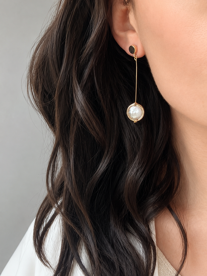 GLORIA - Pearl & Gold Drop Earrings