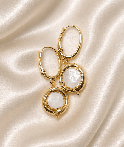 GLADYS - Pearl &amp; Gold Bridal Earrings