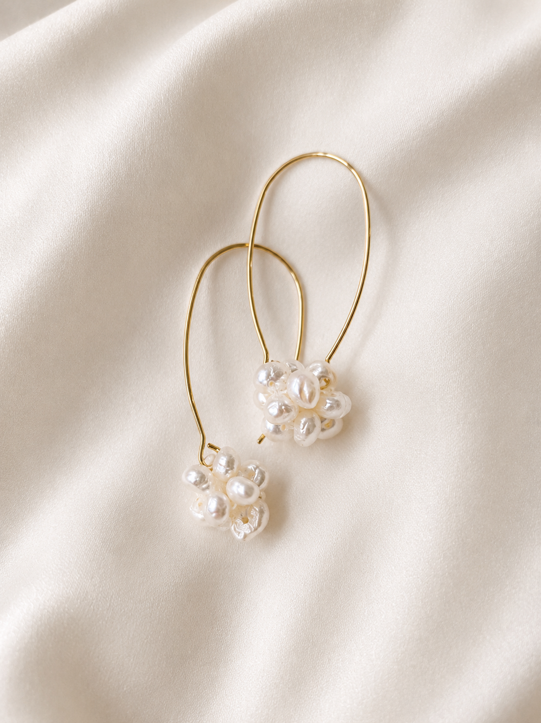 Paige  - Petite Cluster Pearl Drop Bridal Earrings