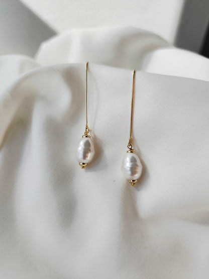 MAREE - Freshwater Pearl Drop Bridal Earrings