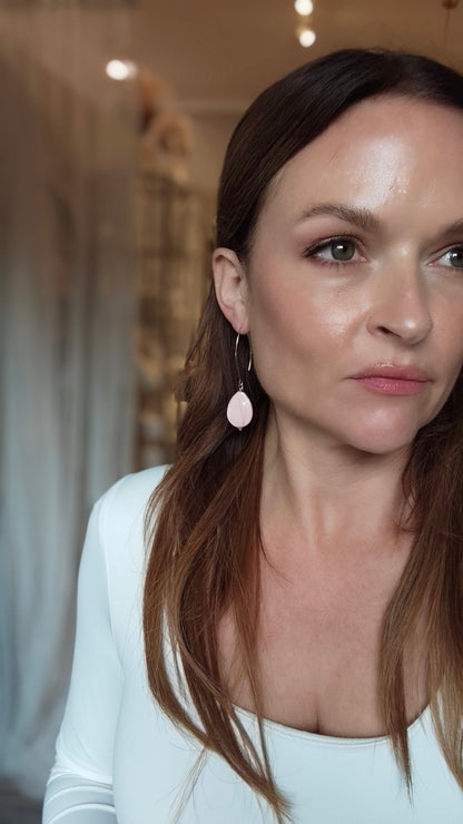 CAREN - Pastel Pink & Gold Tear Drop Earring