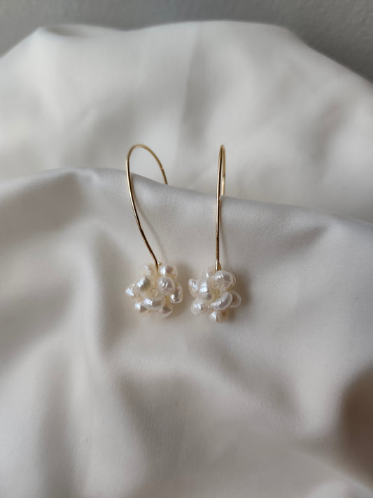 Paige  - Petite Cluster Pearl Drop Bridal Earrings