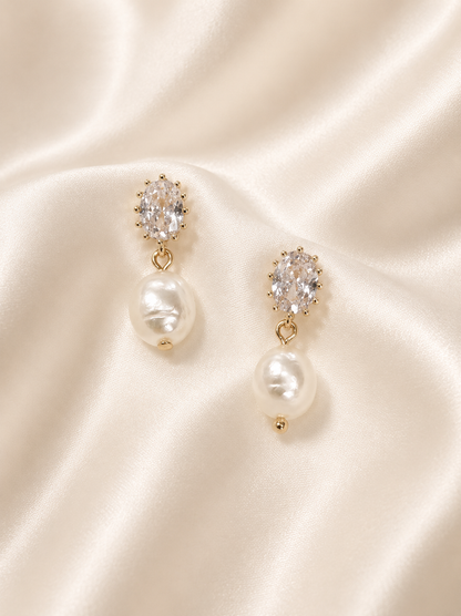 MARLA - Statement Pearl & Crystal Bridal Earrings