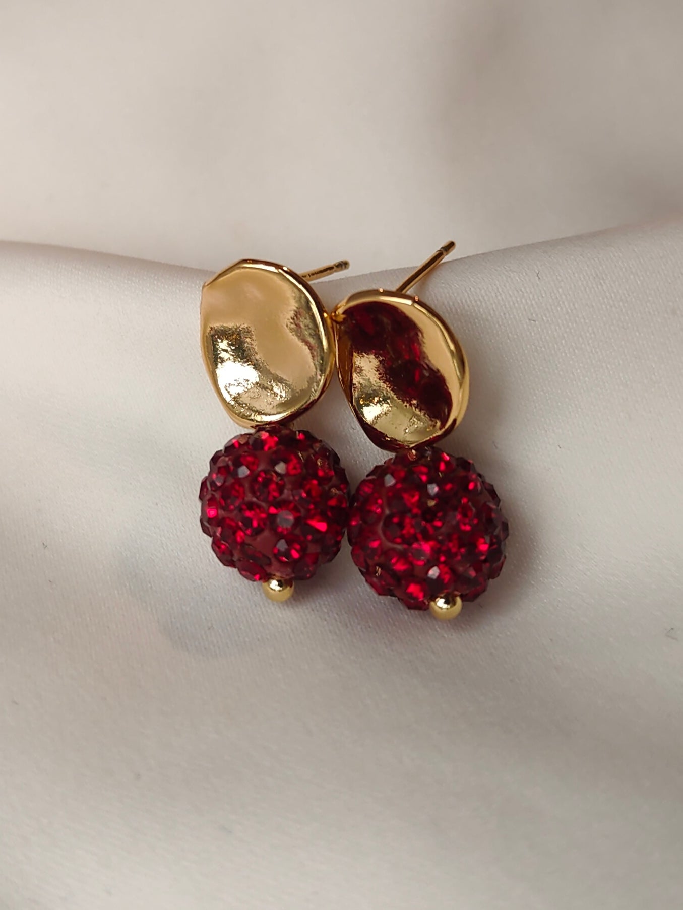 Delores - Glam Crystal Earrings  - Ruby