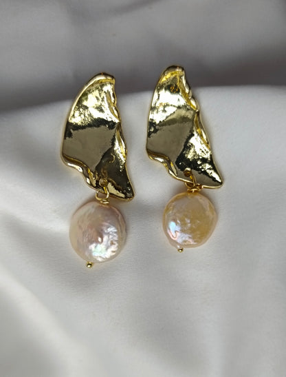 CARRIE- Gold & Blush Contemporary Earrings