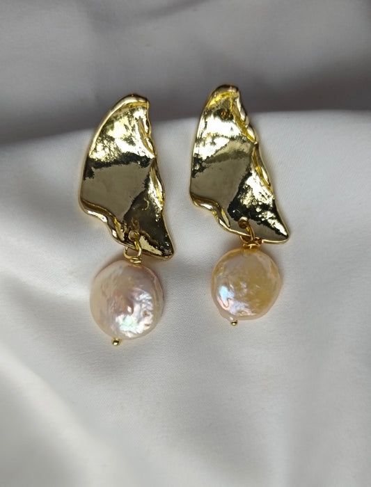 CARRIE- Gold & Blush Contemporary Earrings