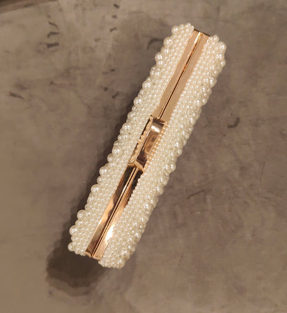 Belinda Pearl Box Clutch  - Bridal Ivory - Gold Clasp