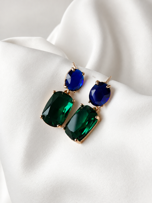 Regan Gem Earring - Sapphire / Emerald