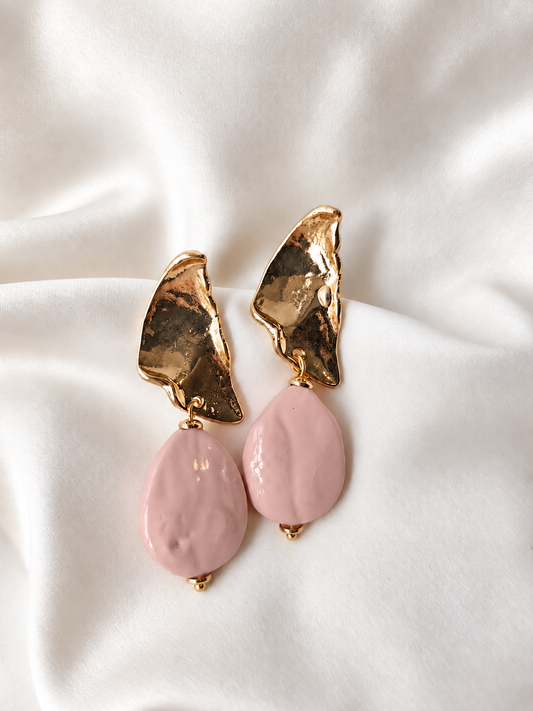 CARINA - Pastel Pink & Gold Starement Drop Earring