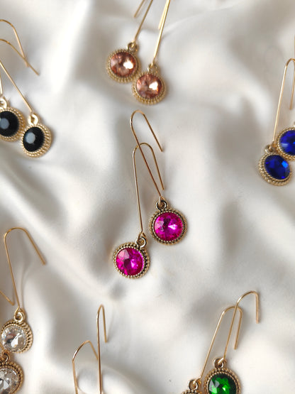 Connie - Crystal Gem Drop Earrings - Gold / Peach