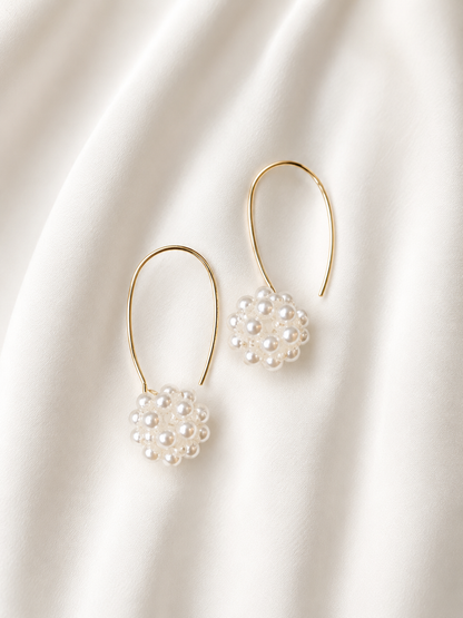 AURORA  - Cluster Pearl Drop Bridal Earrings