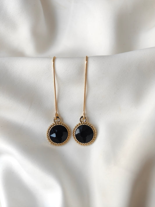 Connie - Crystal Gem Drop Earrings - Gold / Black