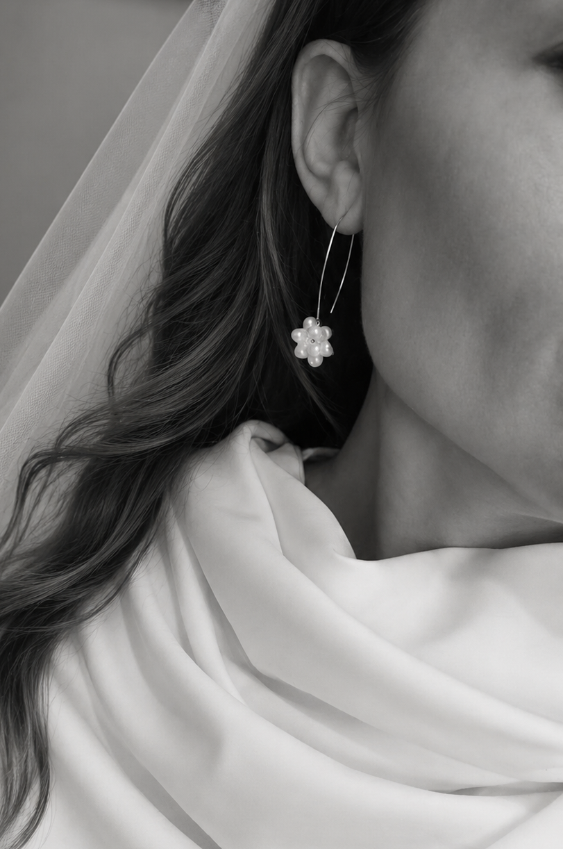 Paige  - Petite Cluster Pearl Drop Bridal Earrings