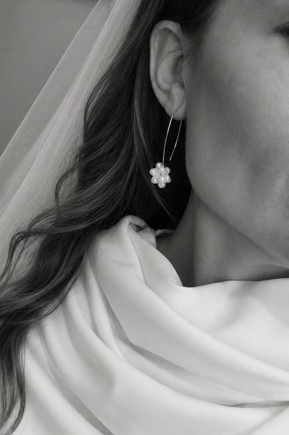 Paige  - Petite Cluster Pearl Drop Bridal Earrings
