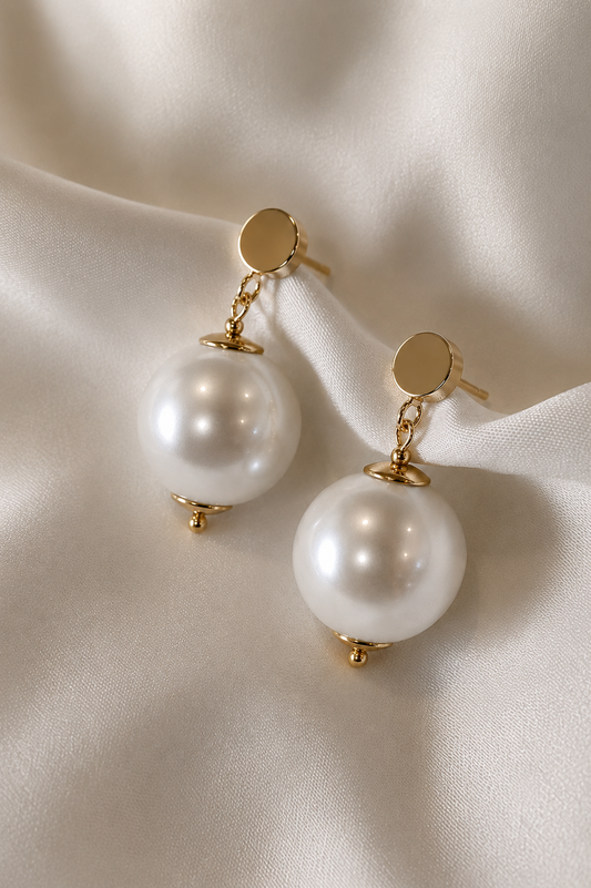 MARIA - Large Pearl Drop Bridal Earrings