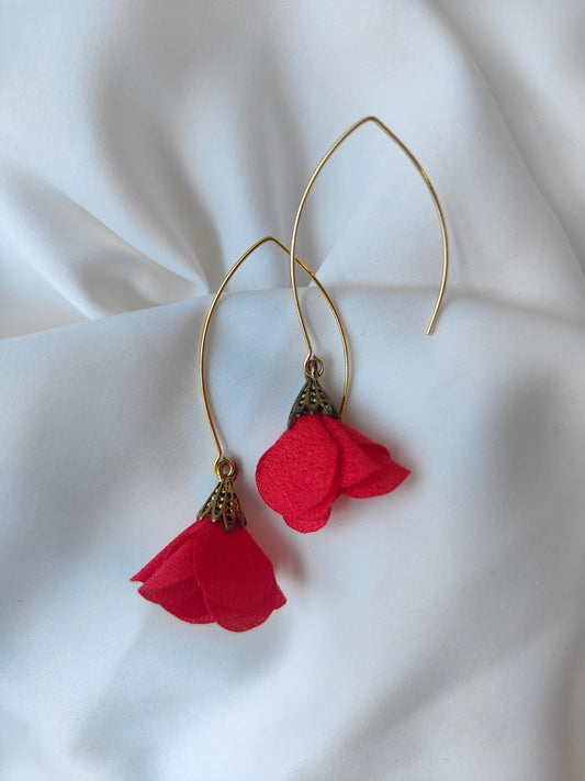 Jenni - Floral drop earrings - Red