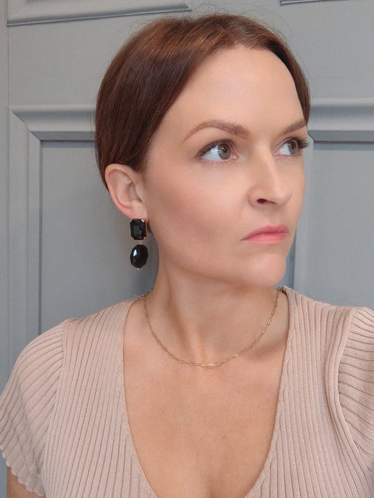 Statement Gem Earring - Black