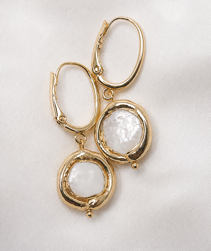 GLADYS - Pearl &amp; Gold Bridal Earrings