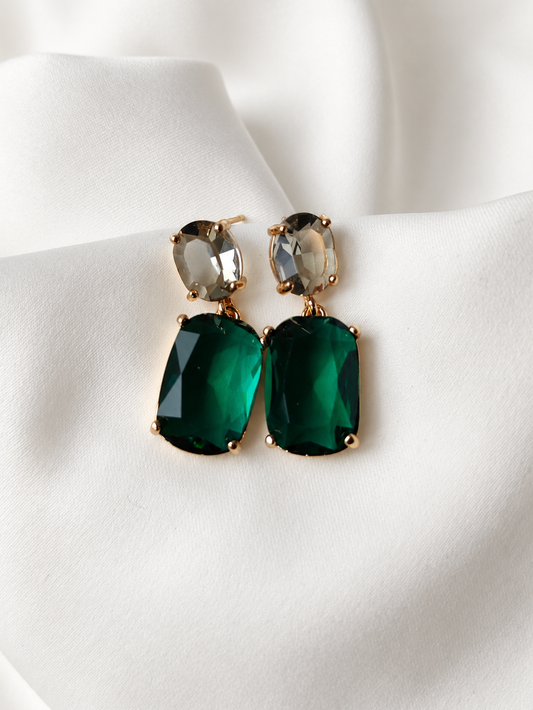 Regan Gem Earring - Steel / Emerald