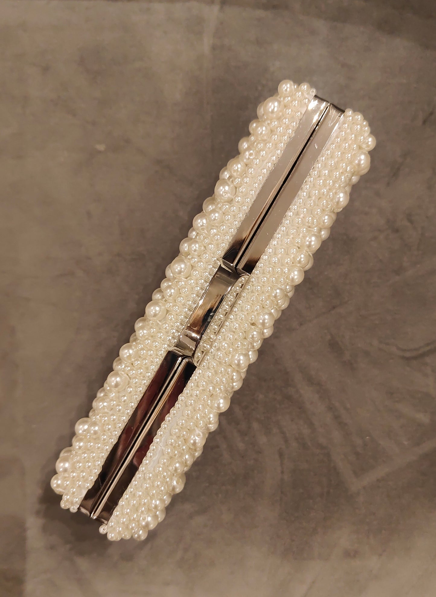 Belinda Pearl Box Clutch  - Bridal Ivory - Silver Clasp