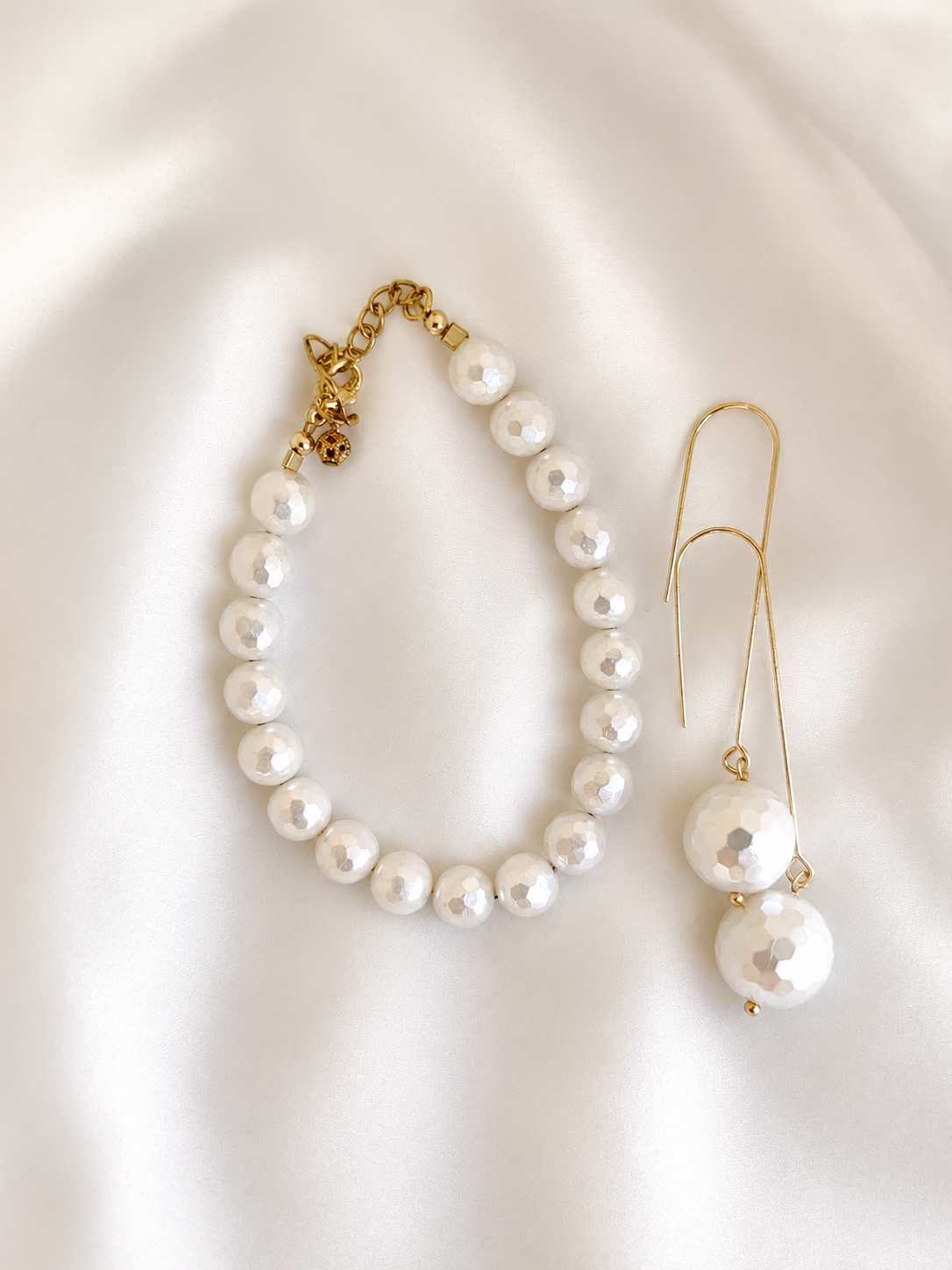 KEIRA - Faceted Crystal Pearl Drop Earrings