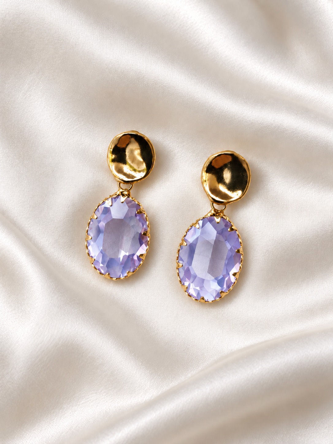 LUCY - Gold & crystal drop earring - Heather