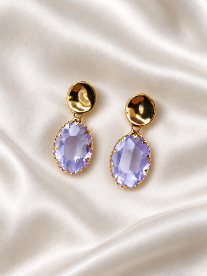 LUCY - Gold & crystal drop earring - Heather