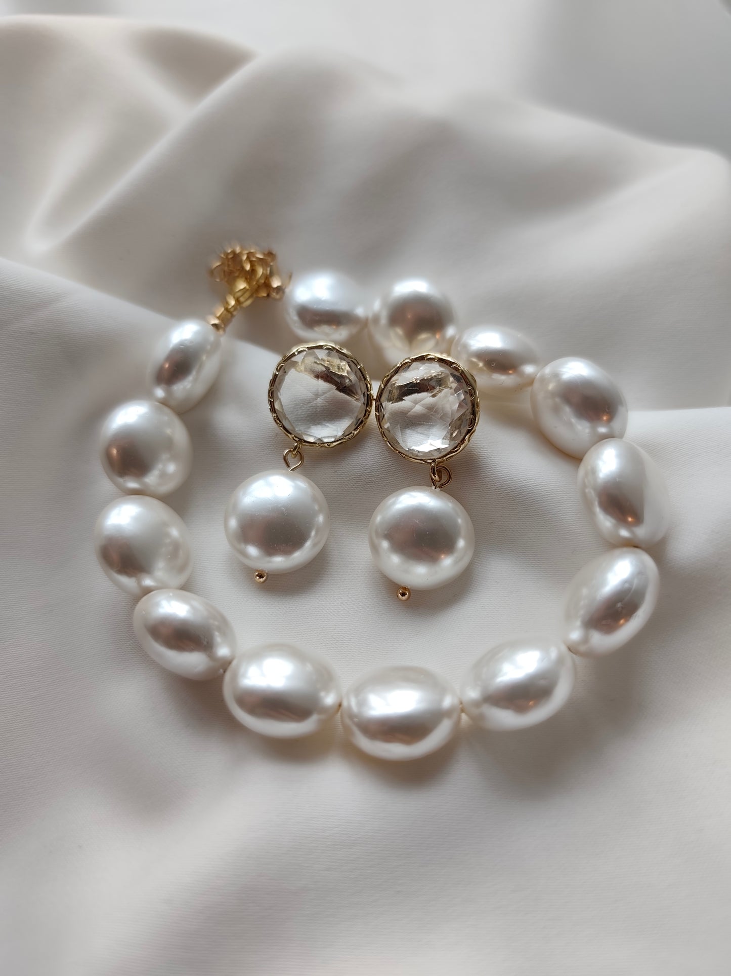 ISHA - Crystal & Pearl Drop Bridal Earrings