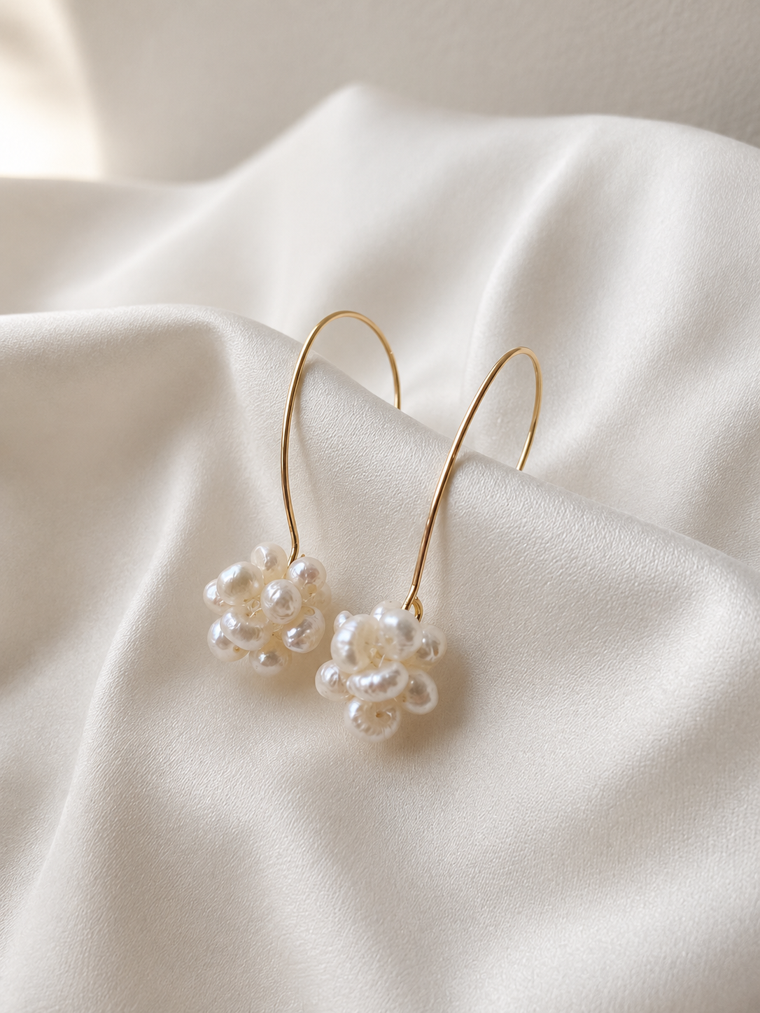 Paige  - Petite Cluster Pearl Drop Bridal Earrings