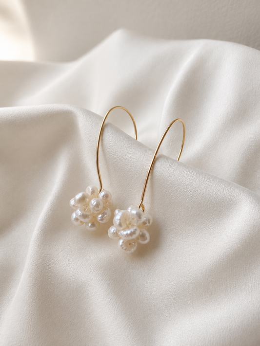 Paige  - Petite Cluster Pearl Drop Bridal Earrings
