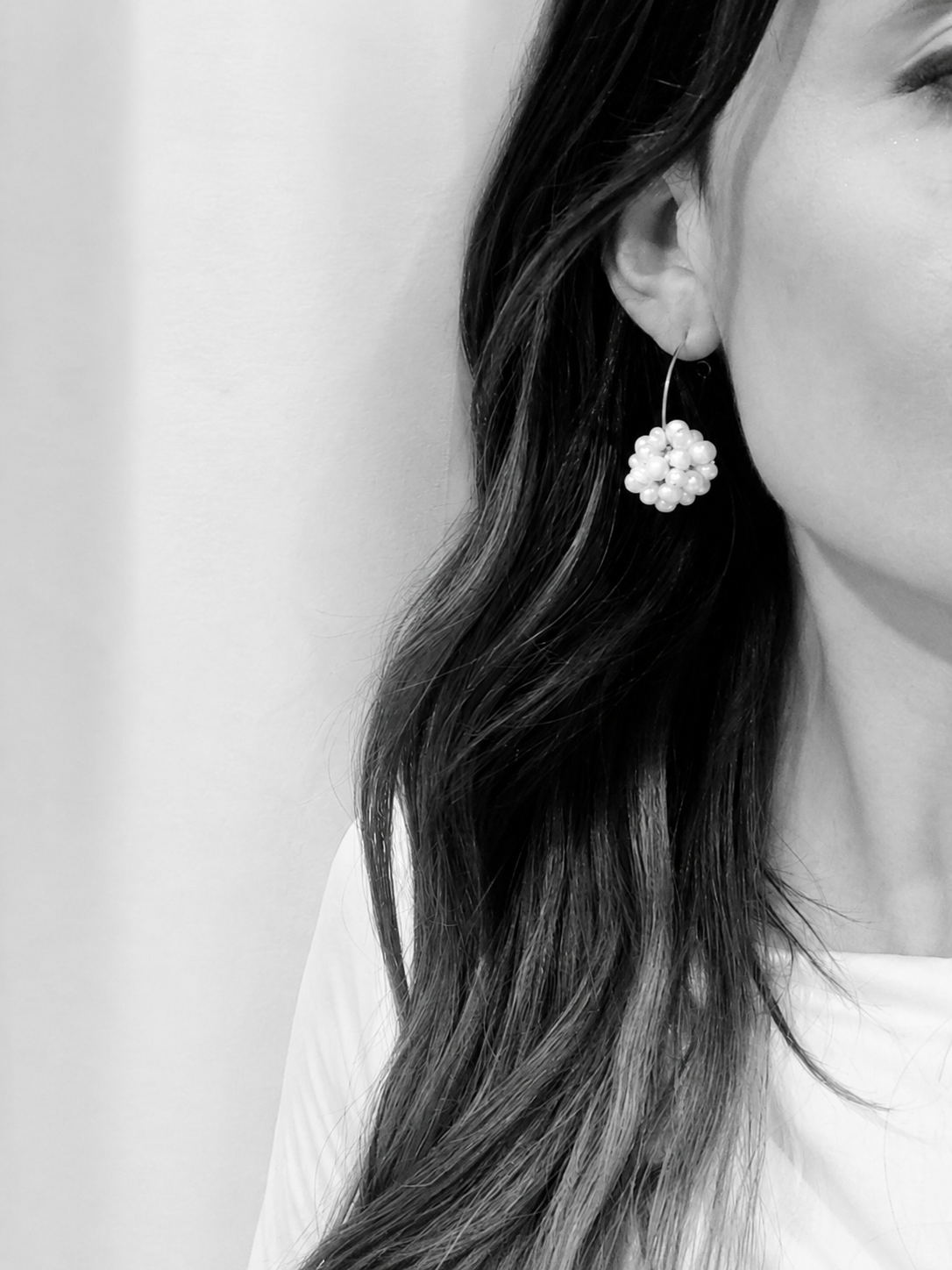 Millie  - Cluster Pearl Hoop Bridal Earrings