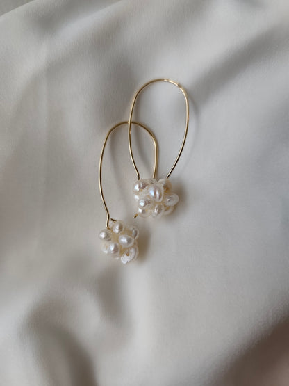 Paige  - Petite Cluster Pearl Drop Bridal Earrings