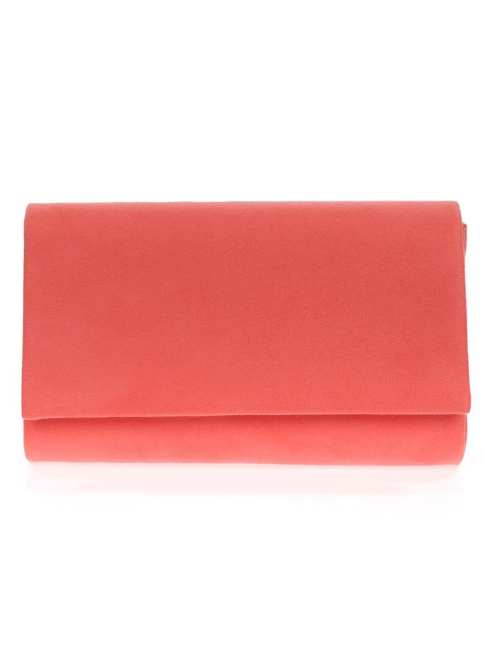 Shona - Suede Clutch Bag - Coral